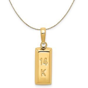 14k Yellow Gold Bar Necklace - 18 Inch